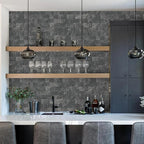 Vamos Tile 100 Pieces Peel and Stick Backsplash Tiles, 3" x 6" PVC Subway Tile, Black Slate Stick on Backsplash Tiles for Kitchen/Bathroom/Fireplace/Laundry/Camper