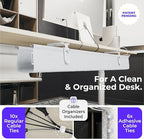 Ascrono Original No Drill Under Desk Cable Management Tray 53.9" - Premium White Fabric Cable Management Under Desk - Clamp/Screw Mount Cord Organizer - Supports Upto 66lbs - Extra Large