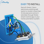 Shelly 1 Gen4 | Wi-Fi, Zigbee & Matter Smart Relay Switch with Dry Contacts, 1-Channel 16A | Home Automation | Alexa, SmartThings, Google Home, Apple HomeKit Compatible | Garage Door Opener (2 Pack)