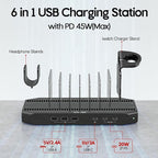 Unitek USB-C Charging Station for Multiple Devices - Multi Type C Charger Dock with 2 X PD 20W & USB-C Port, Device Organizer Fast Charge Docking for iPhone, iPad, Samsung, Tablets and More
