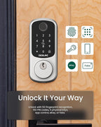 DESLOC Smart Door Lock B200, Smart Deadbolt Lock, Keyless Entry Door Lock, Fingerprint Smart Lock, Smart Locks for Front Door, App Control, Touchscreen Keypad Deadbolts,12-Month Battery, BHMA Grade3