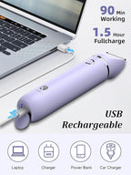 Cayzor Bikini Trimmer and Shaver Kit for Women - 2-in-1 Wet/Dry Electric Body Hair Trimmer Facial Hair Removal Cordless Waterproof Bikini Shaver Razor for Face Lip Chin Pubic Underarm Legs (Purple)