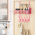 Kaiferty Over The Door Hooks Organizer, Coat Rack Over The Door Storage Hanger Towel Rack, Back of Door Storage Organizer for Bathroom,Bedroom,Kitchen,Office (Pink, 2-Tier)