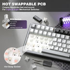 YUNZII B75 PRO Wireless Mechanical Keyboard,75% Layout with Knob,Hot Swap Gasket Structure,Creamy Pre-lubed Switches,RGB Backlit,Bluetooth/Type-C/2.4G for Win/Mac (Dark Grey, Milk Switch)