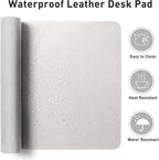 Aothia Large PU Leather Desk Pad Protector – Non-Slip Mouse Pad & Writing Mat for Office/Home, Waterproof, Easy to Clean (48" x 17", Pale Lavender White)