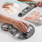 KUOSGM 2-in-1 Ergonomic Set, Wave Rise Keyboard Wrist Rest and Massage Bulge Slope Mouse Pad Wrist Support, Cushion Memory Foam Integrated to Relieve Wrist Pain, Cute Cat Paws
