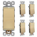LIDER Minimalist Design Matte Finish Lighted Decorator Switch, Frameless Paddle Light Switch with Locator Light, Grounding Screw, 15A 125V, UL Listed, LS15-1P-GD5P, Gold, 5 Pack