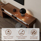 YQJJGL Solid Wood TV Stand for TVs up to 65 Inch， Walnut TV Stand with Storage and Shelf for Living Room, Bedroom, Office