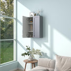 Bathroom Wall Cabinet, Over The Toilet Storage Cabinet, 19 x 27 inch Medicine Cabinet with Adjustable Shelves, Hanging Cabinet Grey for Bathroom, Living Room, Kitchen, Cupboard