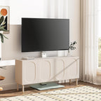 FITUEYES Floor TV Stand for 32-75 inch TV with Power Outlet, Tall TV Stand for Bedroom Living Room with Tempered Glass Base, Floor TV Mount Holds Up to 88lbs MAX VESA 600x400mm,Black
