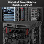 10 Inch Rack PDU Power Strip,1U RackMount Surge Protector Power Strip with15A Overload Switch, 360° Rotatable Mounting, for 10'' Mini Server Network Cabinets/Rack/Self, 6ft Cable