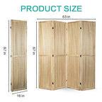Babion 4 Panel Pegboard Display, Peg Board Room Divider Freestanding Folding Privacy Screens Display Stand for Craft Shows (Natural)