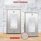 ENERLITES Decorator Switch or Outlet Metal Wall Plate, Stainless Steel 201, Corrosion Resistant, Size 1-Gang 4.50" x 2.76", 7731-PC, Polished Chrome, Silver