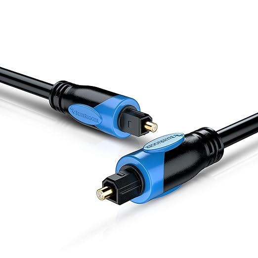 BlueRigger Digital Optical Audio Toslink Cable (20FT, Fiber Optic Cord, in-Wall CL3 Rated, 24K Gold-Plated) - Compatible with Home Theatre, Sound Bar, TV, Xbox, PlayStation PS4