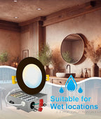 NUWATT 6 Pack 4 Inch Ultra-Thin Bronze LED Recessed Lighting, 5CCT 2700K/3000K/3500K/4000K/5000K Selectable, 630 Lumens, IC Rated, Dimmable Canless Wafer Light, Slim Panel Light, Metal J-Box, ETL