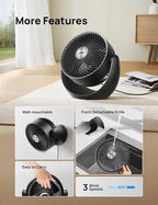 Dreo Fan for Bedroom, Table Air Circulator for Whole Room, 11 Inch, 40ft Strong Airflow, 120° adjustable tilt, 28db Low Noise, Quiet, 3 Speeds, 2025 New Desk Fan for Office, Kitchen, Home