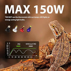 REPWILD Reptile Light Fixture with Dimming Thermostat, 8.5 Inch Deep Dome Lamp Fixture with Temperature Controller for Bearded Dragon, Turtle, Snake and Lizard Tanks, Max 150W