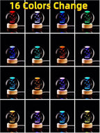 Conalisk 3D Underwater World Crystal Ball Lamp,Lifelike LED Fish Crystal Night Light,16 Colors Changing Light,Dimmable Remote Control,Desk Ocean Lamp (N)
