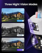 Loocam Dual-Lens 4K PoE Security Camera System, 4pcs Pan/Tilt CCTV Wired PoE IP Camera Outdoor Indoor, AI Person/Vehicle, Spotlight Siren, Color Night Vision, 8CH 8MP NVR with 2TB HDD