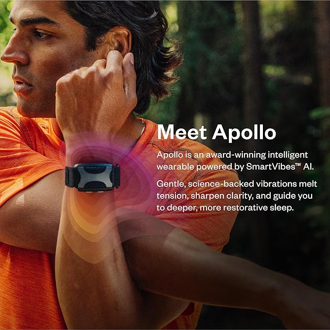 Apollo Neuro Wearable & 12-Month SmartVibes AI Membership – Sleep Aid & Stress Relief Device | Fall Asleep Faster, Sleep Longer & Deeper | Boost Focus, Relaxation & Calm (Stealth)
