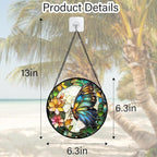 DASTOLL Stained Glass Window Hanging, Butterfly Flower Sun Catchers Diamond Glass Panel Hangings Insect Suncatcher Decor for Birthday for Women, Men, Wife, Aunt, and Mom 6.3 in
