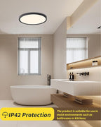 Led Flush Mount Ceiling Light,12 Inch 24w 2520lm Round,3000k,4000k,6000k CCT Selectable,Flat Panel Super Slim Led Ceiling Light Fixture,for Living Dining Kitchen Bedroom Room (12Pack-Black)