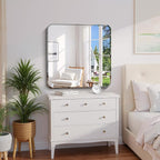 CILIBER Beveled Mirror 30"x30", Square Frameless Bathroom Mirror Rounded Corner, Framless Vanity Mirror Shatterproof Tempered Glass Lightweight Design for Bedroom Living Room Entryway