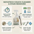 NOYATECH Couch Cleaner and Stain Remover Spray – Professional Strength, Multi-Surface Fabric and Upholstery Cleaner – Pet-Safe, Non-Toxic, Quick-Drying for Couches, Sofas & Car Interiors.