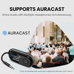 Avantree Voyager – OLED Display & Latest Auracast Bluetooth 5.4 Adapter for Airplane, Qualcomm Chip & aptX Adaptive, Wireless Audio Transmitter for Headphones, AirPods, Travel & Flight