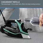Rowenta Steam Force Stainless Steel Soleplate Steam Iron for Clothes, 400 Microsteam Holes, 1800 Watts, Ironing, Fabric Steamer, Garment Steamer, Digital Display, Precision Tip, DW9440