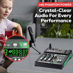 Pyle 6-Channel Audio Mixer, Bluetooth Studio Mixer/DJ Controller with Digital Effects, USB Interface, MP3 Compatible, XLR Inputs and LED Display, Audio Mixing Sound board System 10”x11”x3” inches