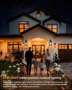 LTBLIGHT Dusk to Dawn Outdoor Lighting, Modern Black Waterproof Exterior Wall Sconce, Sensor Front Porch Lights with E26 Base for House Garage Patio Front Door, 120V