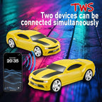 WSTER WS-592 Supercar Design Bluetooth Replica Speaker – Portable Car Model Wireless Speaker with TWS Stereo, FM Radio, LED Party Lights, USB/TF Playback, Hands-Free Calling, Microphone(Yellow)