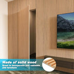 Art3d Slat Wood Wall Paneling for Interior and Ceiling Decoration - Pack of 4pcs + 1pc End-Trim, Size 108 x 5.7in.- Oak