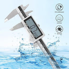 6" / 150 mm Stainless Steel Digital Caliper (IP54) & Stainless Steel Rule Set, Inch/Millimeter/Fraction Conversion, Splash-Proof Protection with Large LCD Display – Precision Measuring Tools