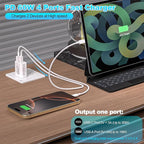 60W USB C Charger Block Fast Charging,2Pack 4Port Type C Charger Fast Charging Blocks 2 Type-C & 2 USB-A Ports Power Adapter for iPhone 17/17 Air/16/15/14/13/12/11 Pro Max/XS/XR/8/7/6,iPad,Samsung