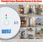 3 Pack Carbon Monoxide detectors, co Detector, Carbon Monoxide Alarm Detector Battery Powered with LCD Display, Carbon Monoxide Detector, UL2034 Standards, for Home