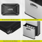 EKO Vintage 50L / 13.2 Gallon Motion Sensor Trash Can, Dual Compartment 32L + 18L Stainless Steel Kitchen Garbage Bin, Touchless Automatic Waste & Recycling Bin with Lid for Home or Office