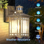 XANGQAN Bronze Outdoor Motion Sensor Lights - Dusk to Dawn Lighting Fixture for Outside House Exterior - Wall Mount Porch Lantern with Yard Front Motion Detector - Garage Patio Anti-Rust Light