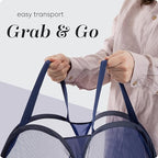 Handy Laundry Collapsible Mesh Pop Up Hamper with Wide Opening and Side Pocket - Breathable, Sturdy, Foldable, and Space-Saving Design for Clothes and Storage (Blue | 2-Pack)