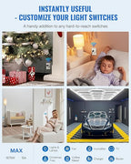 WILAWELS Remote Control Outlet Wireless Wall Mounted Light Switch, Wireless On Off Remote Outlet Switch with Magnetic Base, 100ft RF Range, 15A/1875W, Two Switches for One 0utlet W09RC2106