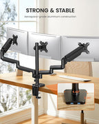 ErGear Triple Monitor Mount for 13-27 inch Screens, Triple Monitor Arms with USB, Heavy Duty Three Monitors Stand with Tilt, Swivel, Rotation, Holds Up to 17.6 lbs Each Arm
