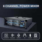 Proreck MX18 8-Channel 2400w Professional Audio Mixer with USB Interface, Bluetooth, Effect Controller, and 15V Phantom Power.Ideal for Studio Recording, Live Performances, DJs, Bands, Party, Wedding