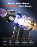ZOAIVR Compressed Air Duster, 130,000RPM Ultra-Powerful Cordless Electric Air Duster with 8000mAh Rechargeable Battery, 4-Gear Adjustable Air Blower for Keyboard, Computer, Car, Home Cleaning