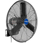 Global Industrial 24" Outdoor-Rated Oscillating Wall-Mount Fan, 2 Speeds, 7700 CFM, 3/10 HP, Black Powder Coat Finish, For Commercial & Industrial Use