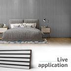 Art3d 4-Piece Wood Slat Acoustic Panels for Stylish Decor and Noise Reduction, 3D Textured Panel for Ceiling and Wall, Brushed Silver