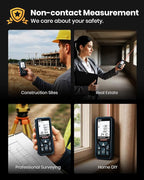 Laser Measure, DTAPE 330 Ft Digital Laser Distance Meter, Upgraded High-Accuracy Laser Measuring Tool, Electronic Tape Measure, 2" Backlit LCD Display, Area/Volume/Indirect Measurement, in/Ft/Ft+in/M