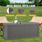 NUNU LAB 220 Gallon Outdoor Storage Box Waterproof, Outside Package Delivery Deck Boxes with Lockable Lid, Backyard Storage Bin For Garden Tools, Patio Cushions, Gray