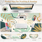 Gimars 4 in 1 Mouse Pad and Keyboard Wrist Rest Set, Large Mouse Pad with Memory Foam Wrist Support Pad for Desk with Coaster, Easy Typing Pain Relief, Gaming Office Home, 31.5x12 inch, Morandi Blue
