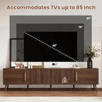 Merax Mid Century 78" TV Stand, Modern Fluted Entertainment Center for TVs up to 85", Media Console with 4 Storage Cabinets for Living Room, Office
